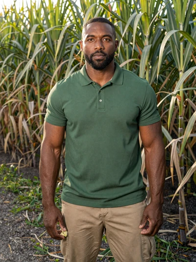 Dwayne, 41, Florida sugarcane farmer standing at the edge of a cane field in Palm Beach County